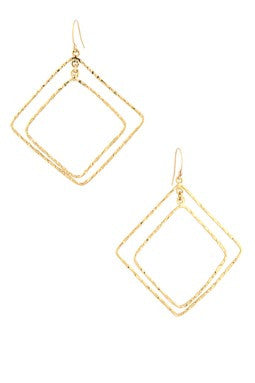 Double Hammered Square Dangle Earrings