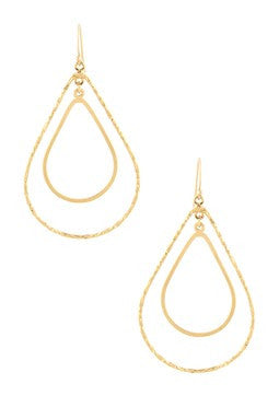 Double Hammered Teardrop Dangle Earrings