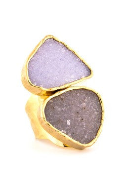 Gold Lining Double Freeform Druzy Ring