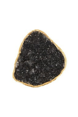 Smoky Black Druzy Ring