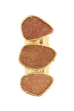 Triple Freeform Blush-Tone Druzy Ring