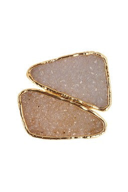 Double Asymmetrical Triangular Druzy Ring