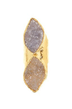 Double Diamond Druzy Ring