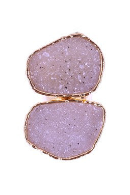 White Sand Double Freeform Druzy Ring