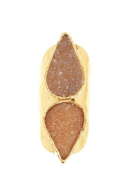 Double Druzy Teardrop Ring