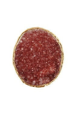 Oval Terra Cotta Druzy Ring