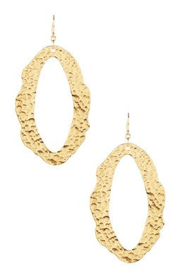 Hammered Oval Hoop Earrings