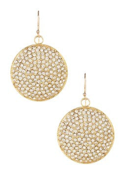 Pave Clear Swarovski Crystal Disc Drop Earrings