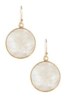 Round Moonstone Drop Earrings