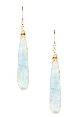 Blue-Grey Chalcedony Teardrop Dangle Earrings