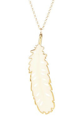 Bone Feather Pendant Necklace