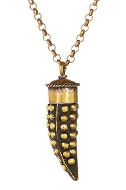 Tibetan Brass Horn Pendant Necklace