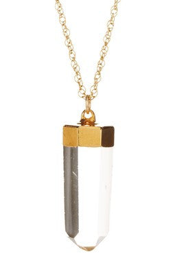 Optical Quartz Point Pendant Necklace