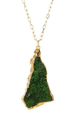 Freeform Rare Siberian Green Garnet Pendant Necklace