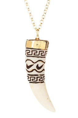 Resin Tribal Tusk Pendant Necklace