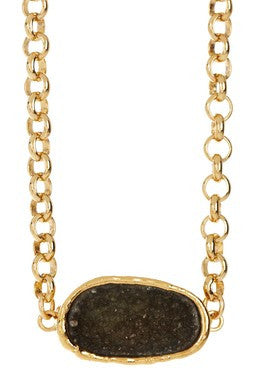 Oval Druzy Pendant Necklace