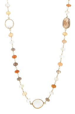 Mulitcolor Moonstone Beaded Station Necklace