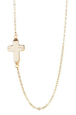 White Howlite Cross Pendant Necklace