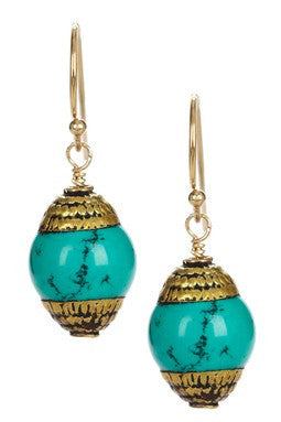 Tibetan Turquoise Drop Earrings