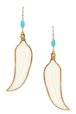 Feather & Turquoise Bead Earrings