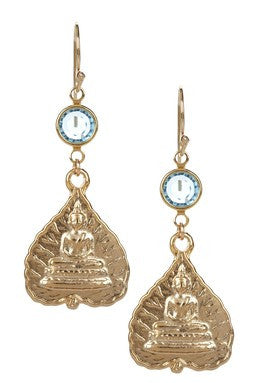 Buddha & Aqua Crystal Earrings