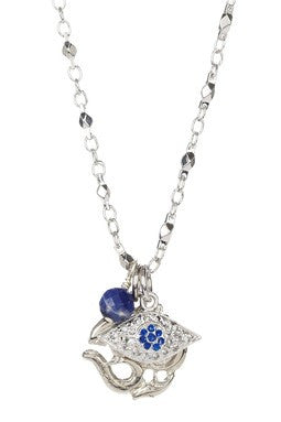 Ohm, Evil Eye & Lapis Cluster Necklace