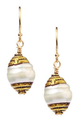 Tibetan Brass & Pearl Drop Earrings