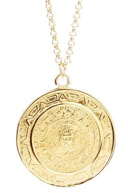 Mayan Calendar Medallion Pendant Necklace