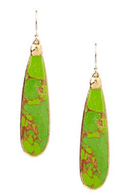 Long Green Turquoise Teardrop Earrings