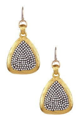 Pave Crystal & Brushed Gold Triangle-Shape Earrings