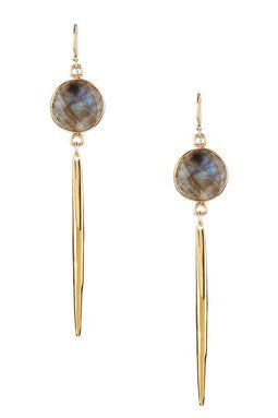 Labradorite Station Spike Earrings