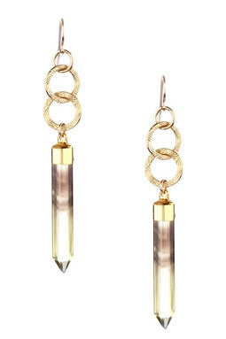 Lemon Quartz Point Drop Earrings