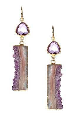 Amethyst Cascade & Hydroquartz Drop Earrings