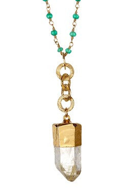 Quartz Point & Emerald Pendant Necklace