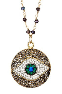 Pave Crystal Evil Eye Pendant Necklace