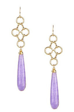 Purple Chalcedony Briolette Dangle Earrings