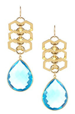 Blue Teardrop Hydroquartz Dangle Earrings