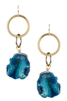 Blue Agate Dangle Earrings