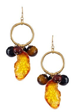 Tiger Eye & Agate Dangle Hoop Dangle Earrings