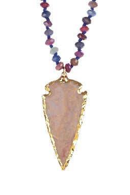 Sapphire & Arrowhead Hand-Knotted Necklace