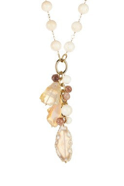 White Coral, Agate & Gold Necklace