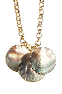 Triple Pearl Shell Pendant Necklace