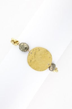 Hammered Disc & Pyrite Bracelet