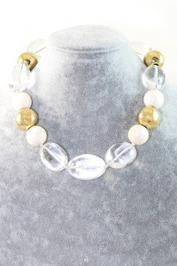 Quartz & Coral Bead Necklace