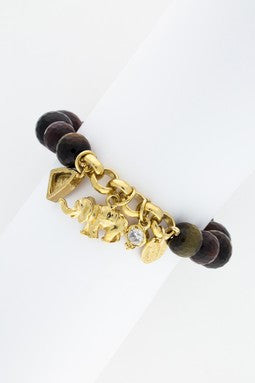 Tiger Eye Lucky Charms Stretch Bracelet