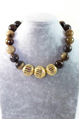 Moss Quartz Bead Statement Necklace