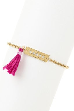 CZ Bar Tassel Bracelet