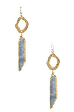 Hammered Hoop Kyanite Earrings