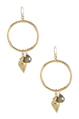 Arrowhead Pyrite Hoop Drop Earrings