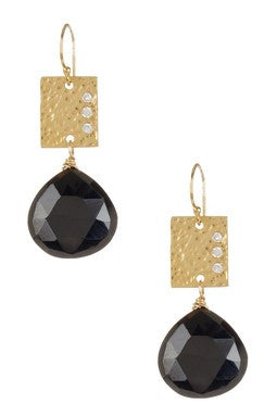 CZ Square Spinel Drop Earrings